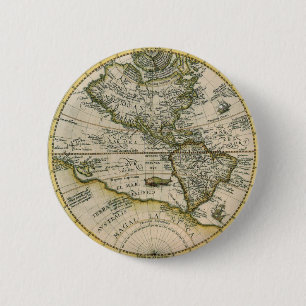 Bóton Redondo 5.08cm Mapa Antigo, 1596, America Sive Novus Orbis