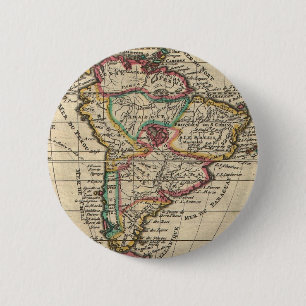 Bóton Redondo 5.08cm Mapa Antigo da América do Sul (1747)