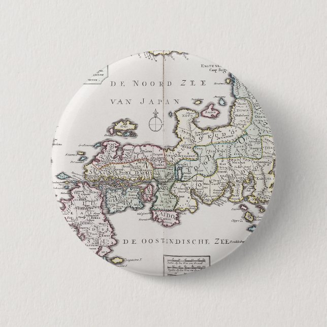 Bóton Redondo 5.08cm Mapa antigo de Japão | 1769 (Frente)
