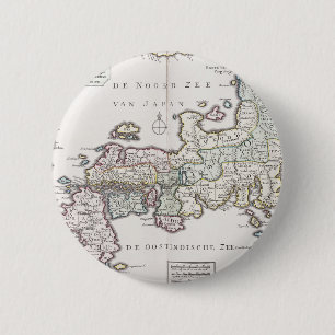 Bóton Redondo 5.08cm Mapa antigo de Japão 1769