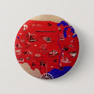 Bóton Redondo 5.08cm Mapa Antigo Vintage Estados Unidos da América, EUA