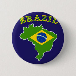 Bóton Redondo 5.08cm Mapa/bandeira de BRASIL no fundo do marinho