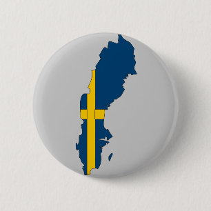 Bóton Redondo 5.08cm Mapa da bandeira da suecia
