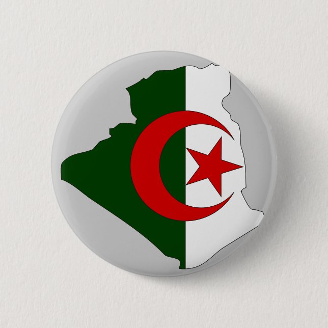 Bóton Redondo 5.08cm Mapa da bandeira de Argélia (Frente)