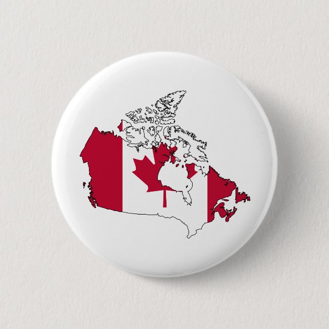 Bóton Redondo 5.08cm Mapa da bandeira de Canadá sem redução (Frente)