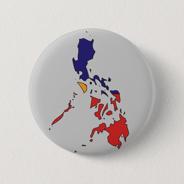 Bóton Redondo 5.08cm Mapa da bandeira de Filipinas (Frente)