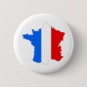 Bóton Redondo 5.08cm Mapa da bandeira de France sem redução