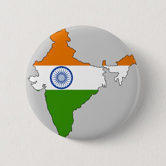 Bóton Redondo 5.08cm Mapa da bandeira de India (Frente)