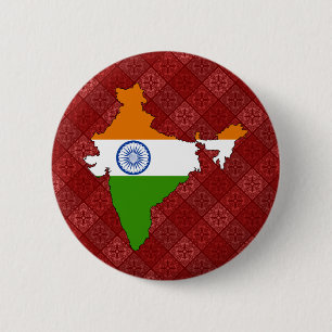 Bóton Redondo 5.08cm Mapa da bandeira de India sem redução