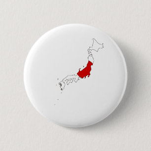 Bóton Redondo 5.08cm Mapa da bandeira de Japão sem redução