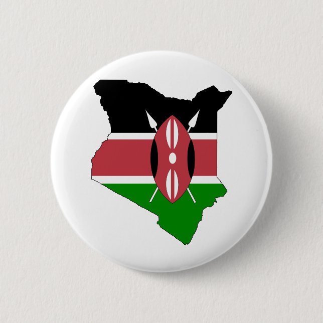 Bóton Redondo 5.08cm Mapa da bandeira de Kenya sem redução (Frente)