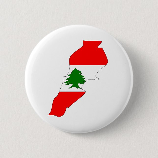 Bóton Redondo 5.08cm Mapa da bandeira de Líbano sem redução (Frente)