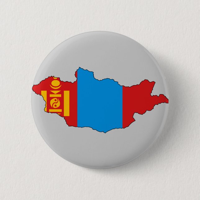 Bóton Redondo 5.08cm Mapa da bandeira de Mongolia (Frente)