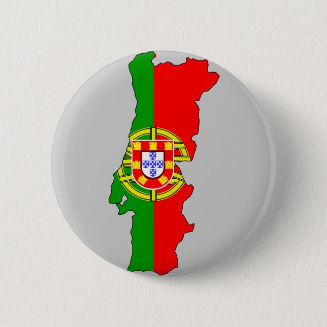 Bóton Redondo 5.08cm Mapa da bandeira de Portugal (Frente)
