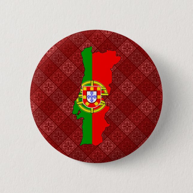 Bóton Redondo 5.08cm Mapa da bandeira de Portugal sem redução (Frente)