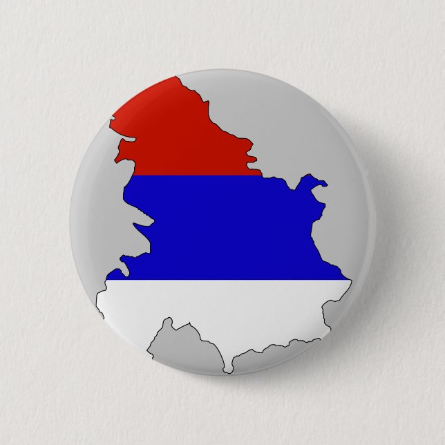 Bóton Redondo 5.08cm Mapa da bandeira de Serbia (Frente)