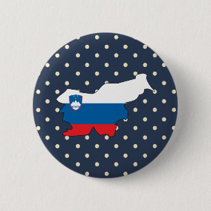 Bóton Redondo 5.08cm mapa da bandeira de slovenia em bolinhas
