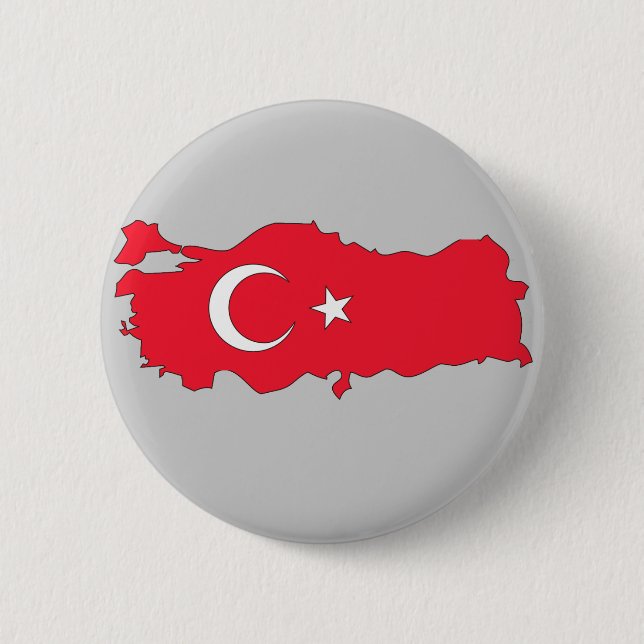 Bóton Redondo 5.08cm Mapa da bandeira de Turquia (Frente)