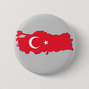 Bóton Redondo 5.08cm Mapa da bandeira de Turquia