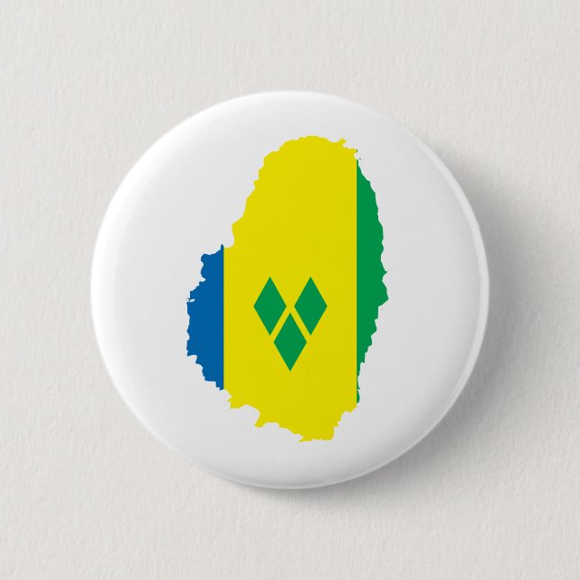 Bóton Redondo 5.08cm Mapa da bandeira de Vincent de santo sem redução (Frente)