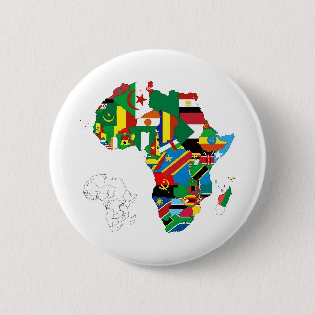 Bóton Redondo 5.08cm Mapa da Bandeira do Continente Africano (Frente)