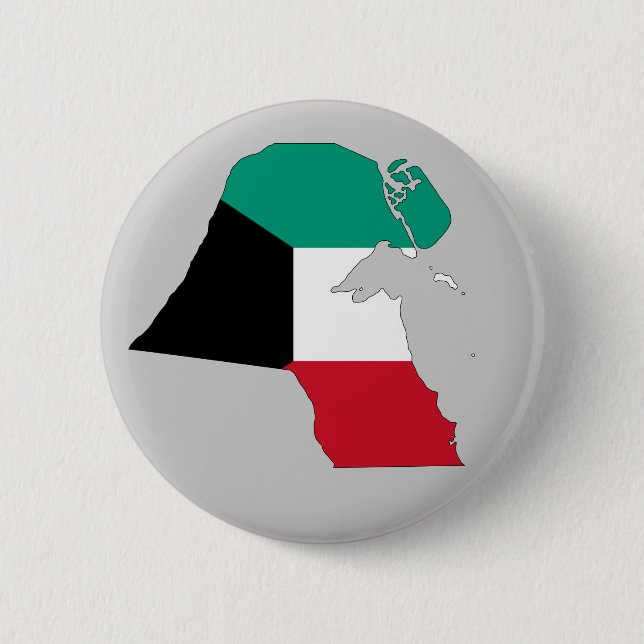 Bóton Redondo 5.08cm Mapa da Bandeira do Kuwait (Frente)