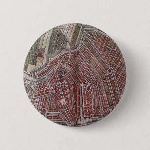 Bóton Redondo 5.08cm Mapa da cidade réplica de Amsterdã 1652