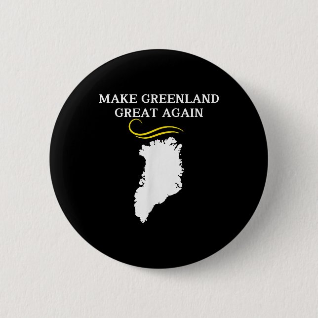 Bóton Redondo 5.08cm Mapa da Groenlândia com Cabelo Trump (Frente)