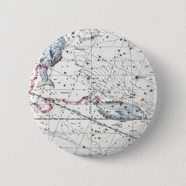 Bóton Redondo 5.08cm Mapa da placa XXII das constelações (Frente)