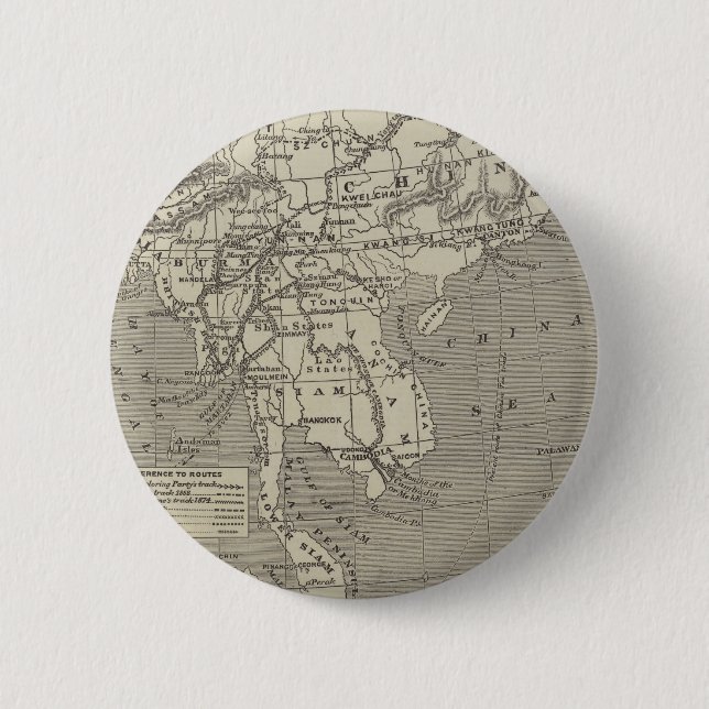 Bóton Redondo 5.08cm Mapa da rota propor a China de Burma (Frente)