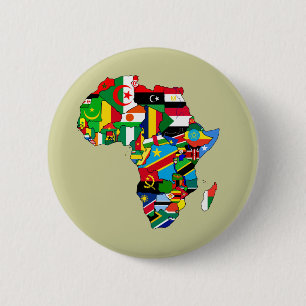 Bóton Redondo 5.08cm Mapa de bandeiras de África - presente africano d