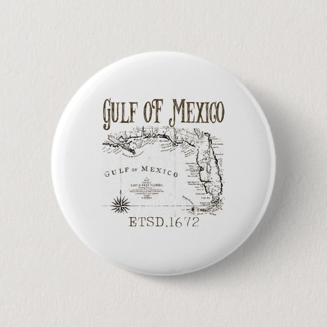 Bóton Redondo 5.08cm Mapa De Bandeiras Do Golfo Do México, Funny Améric (Frente)