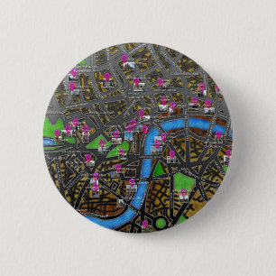 Bóton Redondo 5.08cm Mapa de estradas de Londres