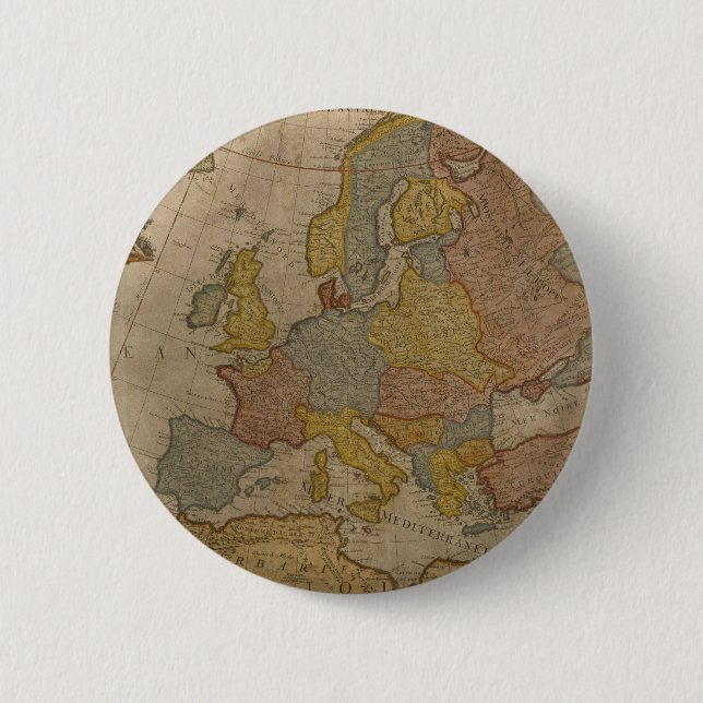 Bóton Redondo 5.08cm Mapa de Europa | 1700 (Frente)
