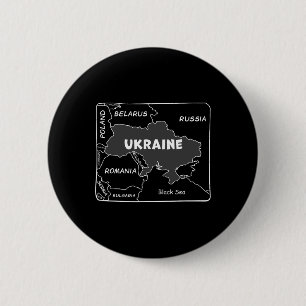 Bóton Redondo 5.08cm Mapa Desenhado à Mão com Linha Branca da Ucrânia e