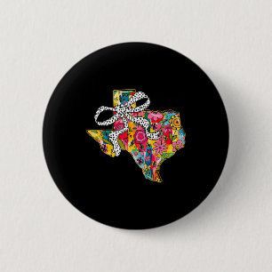 Bóton Redondo 5.08cm Mapa do Estado do Texas Feminino Floral Laço Coque