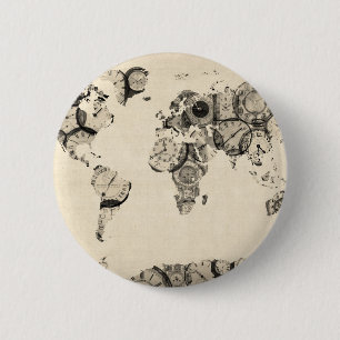 Bóton Redondo 5.08cm Mapa do mapa do mundo dos pulsos de disparo velhos