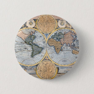 Bóton Redondo 5.08cm Mapa do mundo antigo legal