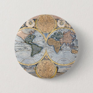 Bóton Redondo 5.08cm Mapa do mundo antigo legal