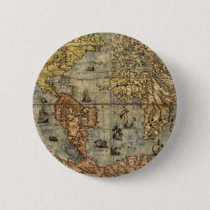 Bóton Redondo 5.08cm Mapa do Mundo - trabalho de arte de impressão de