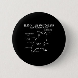 Bóton Redondo 5.08cm Mapa do Tour Du Mont Blanc França Itália Suíça Hi