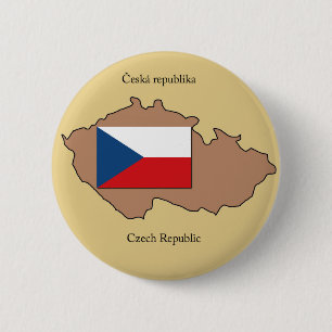 Bóton Redondo 5.08cm Mapa e bandeira da república checa