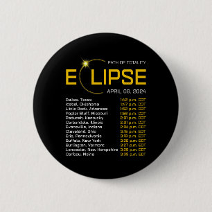 Bóton Redondo 5.08cm Mapa Eclipse Total do Mapa do Eclipse do Caminho d