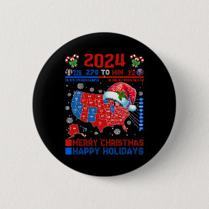 Bóton Redondo 5.08cm Mapa Eleitoral 2024 Merry Christmas Trump Landslid