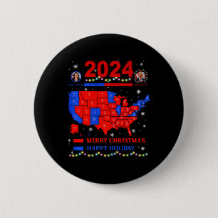 Bóton Redondo 5.08cm Mapa Eleitoral 2024 Merry Christmas Trump Landslid