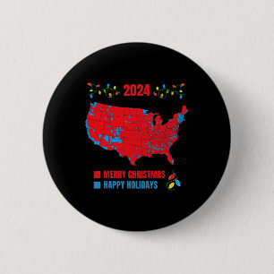 Bóton Redondo 5.08cm Mapa Eleitoral 2024 Merry Christmas Trump Landslid