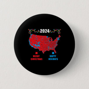 Bóton Redondo 5.08cm Mapa Eleitoral 2024 Merry Christmas Trump Landslid