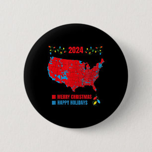 Bóton Redondo 5.08cm Mapa Eleitoral 2024 Merry Christmas Trump Landslid