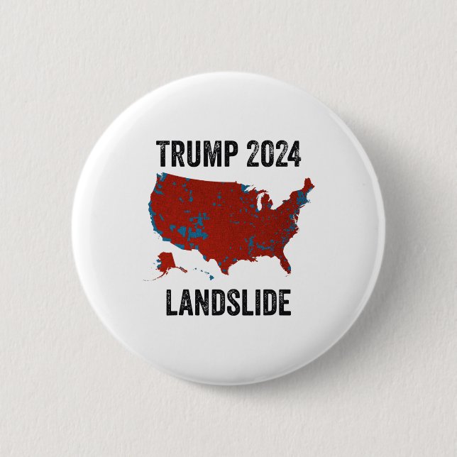 Bóton Redondo 5.08cm Mapa Eleitoral Trump Landslide 2024 Funny Pro Trum (Frente)