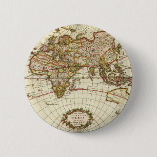 Bóton Redondo 5.08cm Mapa Mundial Antiquado, c.1680. Por Frederick de W